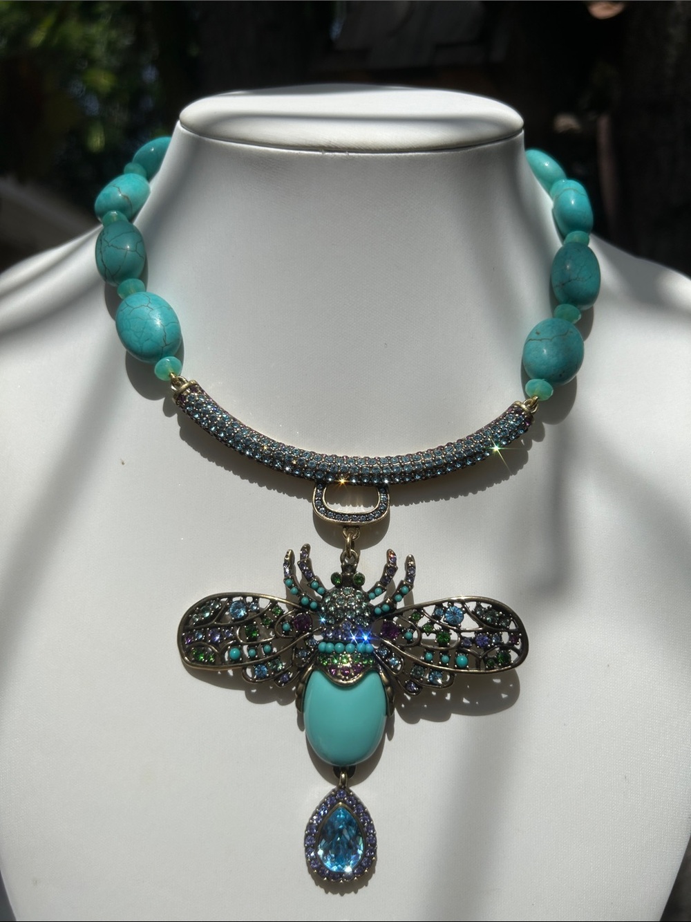 Heidi Daus Swarovski Crystals Insect Statement Necklace